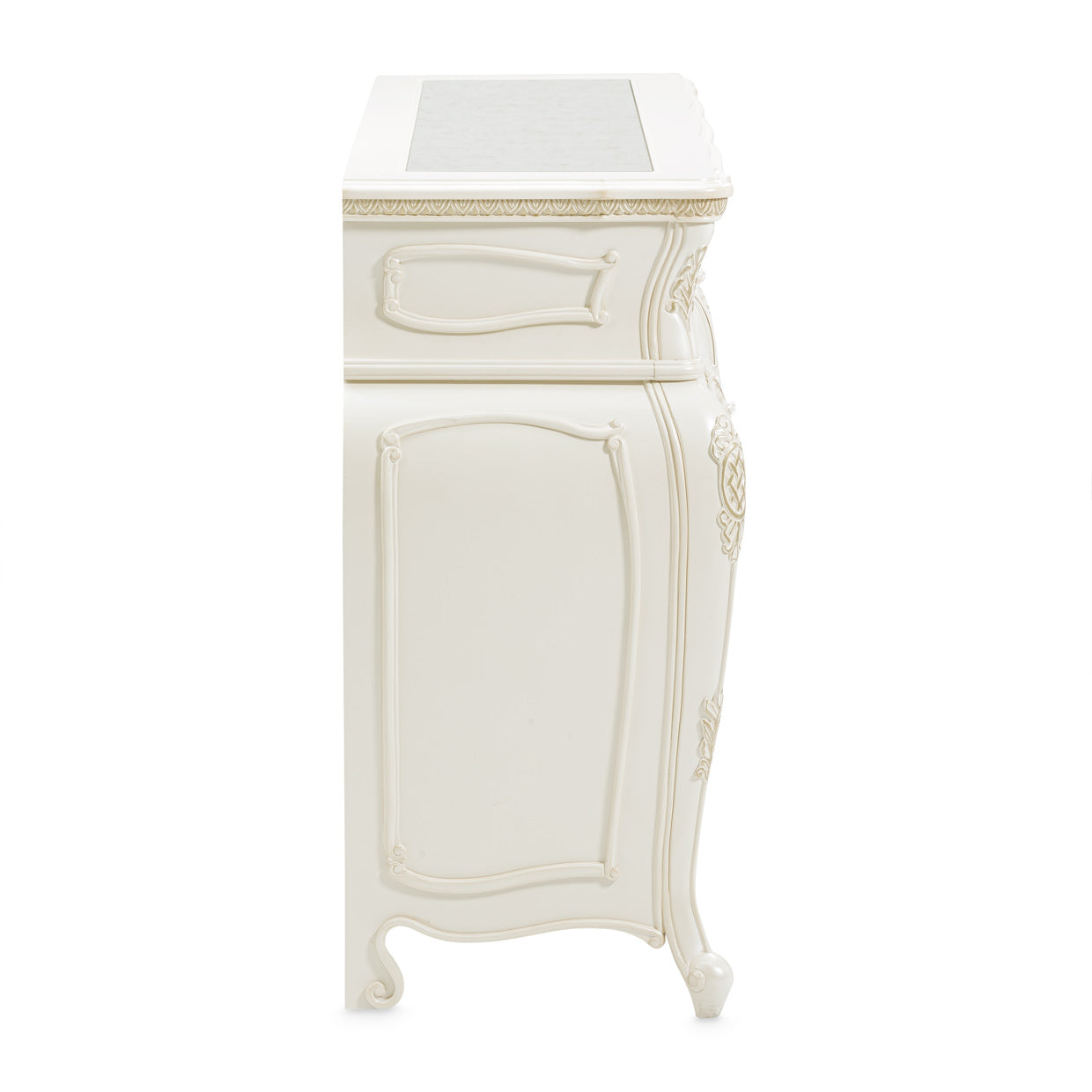 Lavelle-Classic Pearl, Lavelle Sideboard, classic pearl finish, four drawers, elegant, functional, addition, home, classic aesthetic, timeless, pearl finish, decor style, ample storage space, table linens, silverware, dining essentials, precision-crafted, smooth glides, sturdy construction, long-lasting.