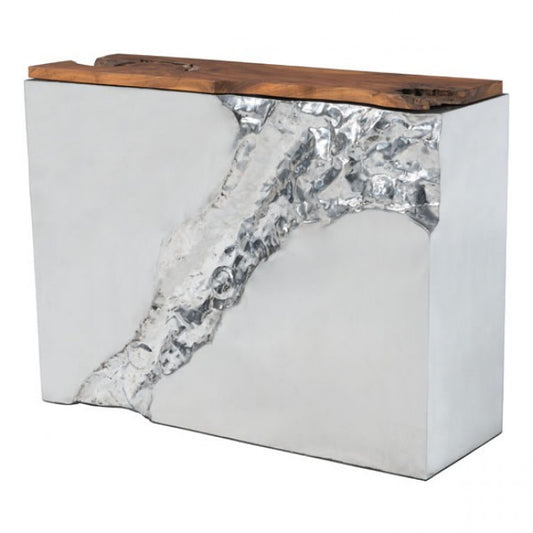 Luxe Console Table Natural & Stainless Steel - Dreamart Gallery