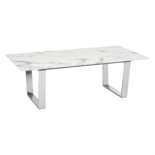 Atlas Coffee Table Stone & Brushed Stainless Steel - Dreamart Gallery