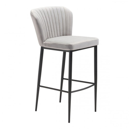 Tolivere Bar Chair Gray Velvet - Dreamart Gallery