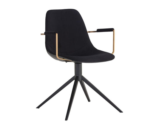 Cassius Swivel Dining Armchair - Abbington Black / Bravo Black - Dreamart Gallery