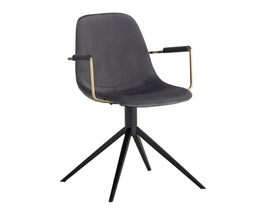 Cassius Swivel Dining Armchair - Slate Tint / Nightfall Black - Dreamart Gallery