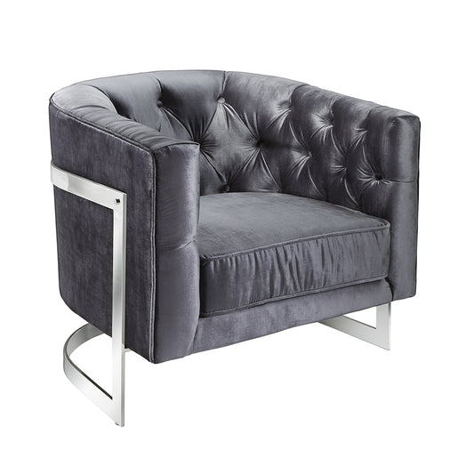 Pinnacle Charcoal Velvet Accent Chair - Dreamart Gallery