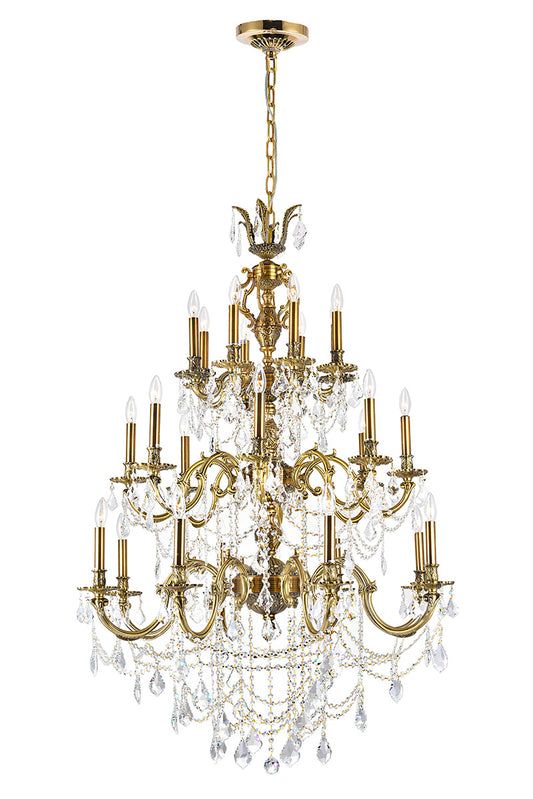 24 LIGHT UP CHANDELIER WITH FRENCH GOLD FINISH - Dreamart Gallery