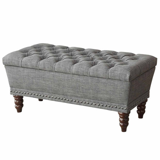 Hampton Storage Bench in Grey - Dreamart Gallery