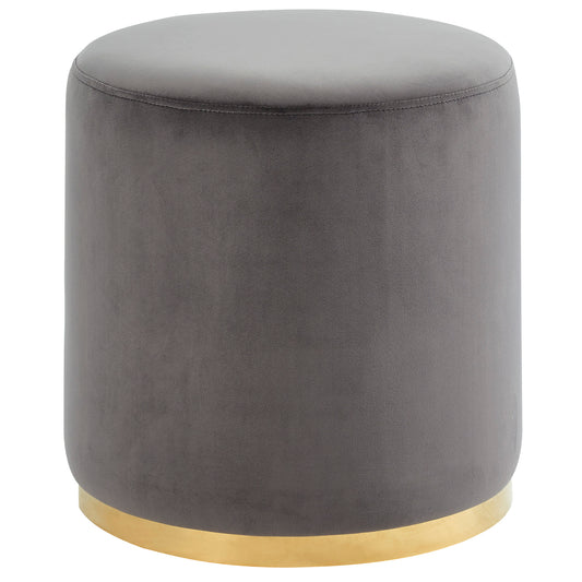 Sonata Round Ottoman in Grey & Gold - Dreamart Gallery