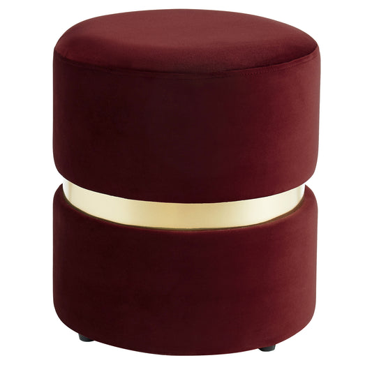 Violet Round Ottoman in Burgundy - Dreamart Gallery