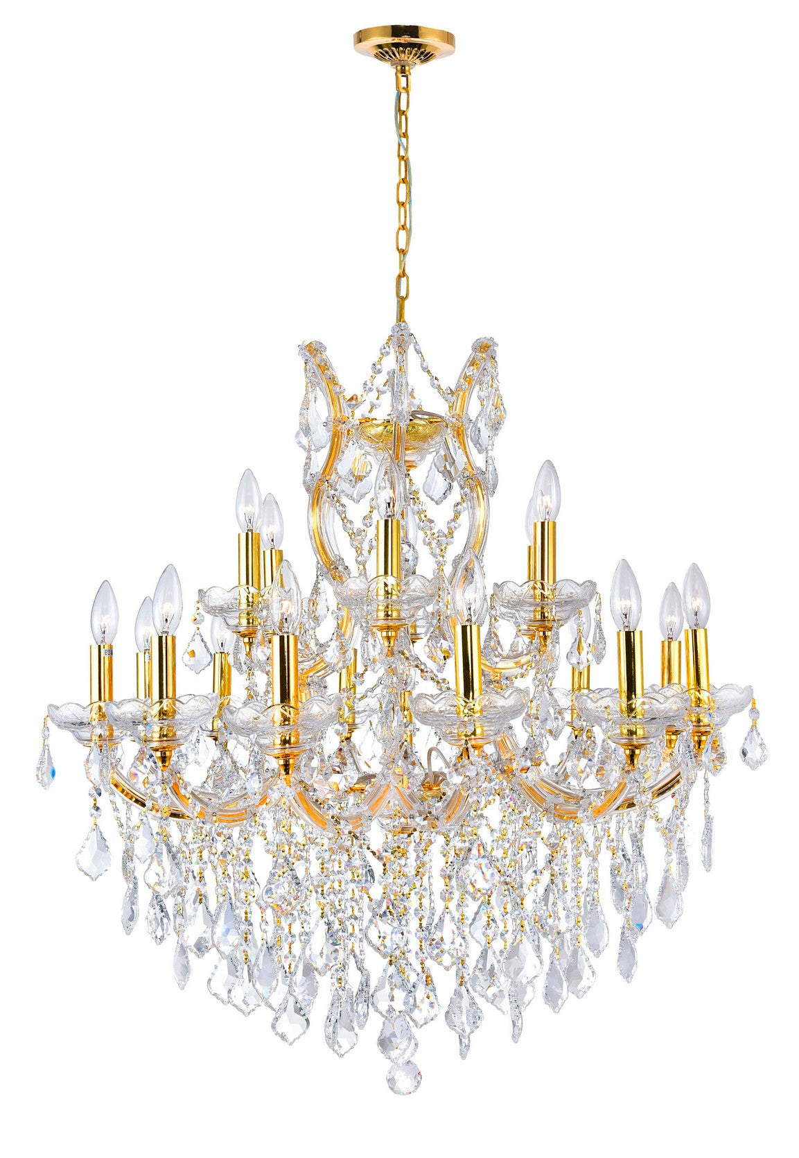 19 LIGHT UP CHANDELIER WITH GOLD FINISH - Dreamart Gallery