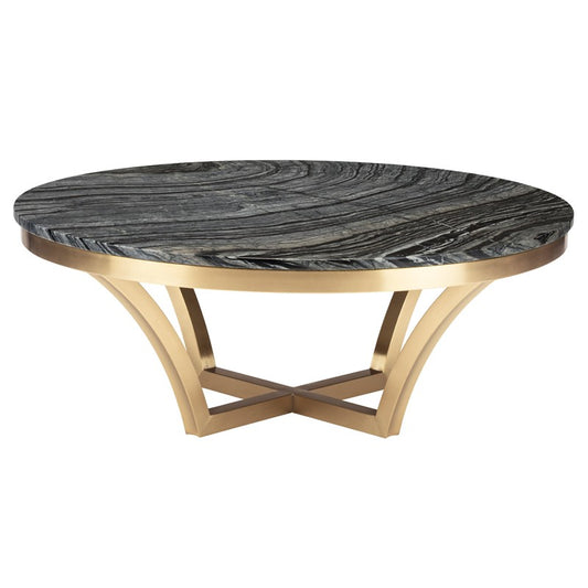 AURORA COFFEE TABLE BLACK WOOD VEIN GOLD - Dreamart Gallery